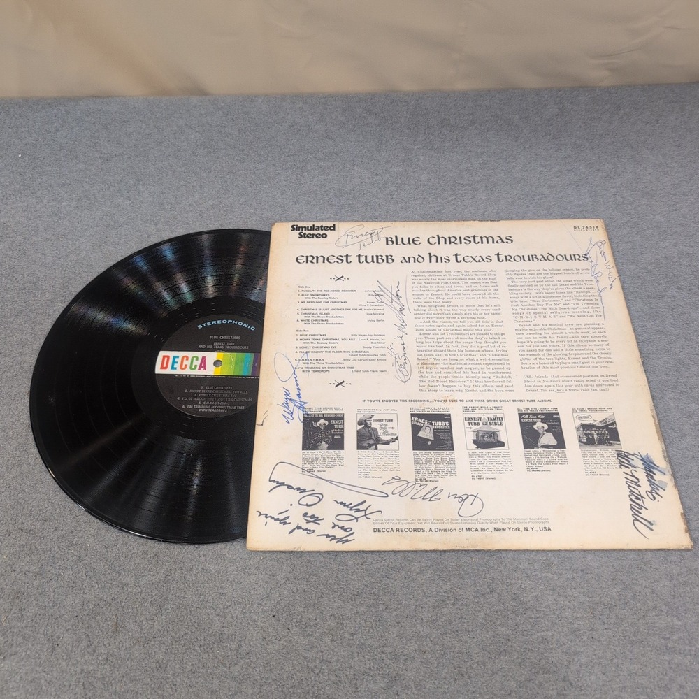 Ernest Tubb Blue Christmas Vinyl LP Decca DL 74518 Texas Troubadours Signed - Picture 2 of 6